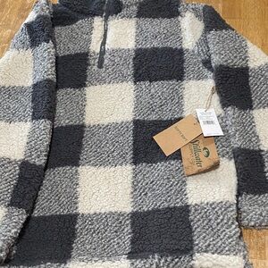 Stio women Black and White Plaid Zip-Up Sweater